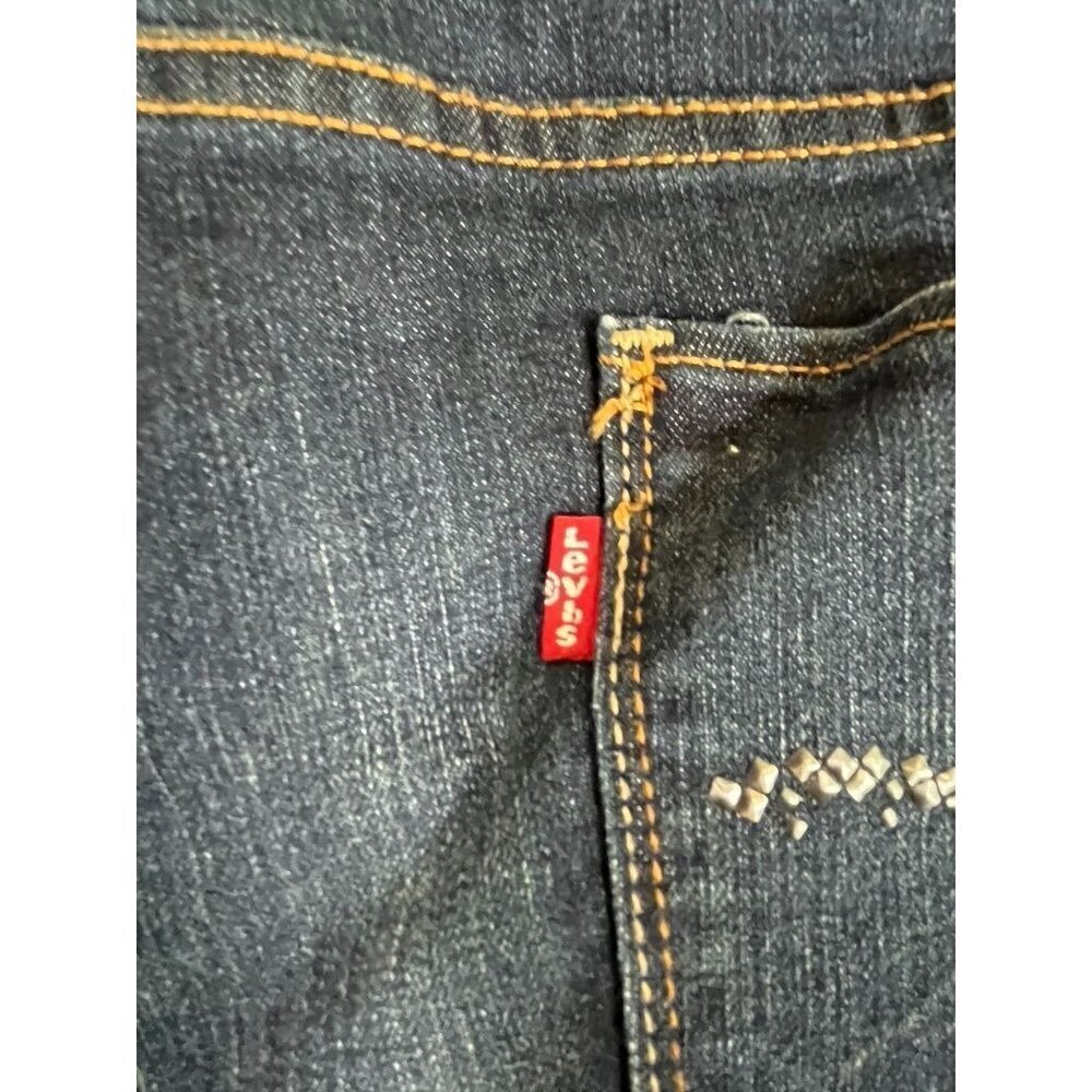 Levi Jean Women 24 Blue Denim Boot Cut Dark Wash Western Retro Studded Cowgirl - Picture 10 of 16